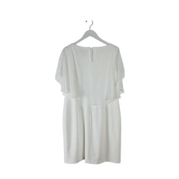 DKNY White Sheer Cape Sleeve Sheath Dress Size 14 - Picture 2 of 2